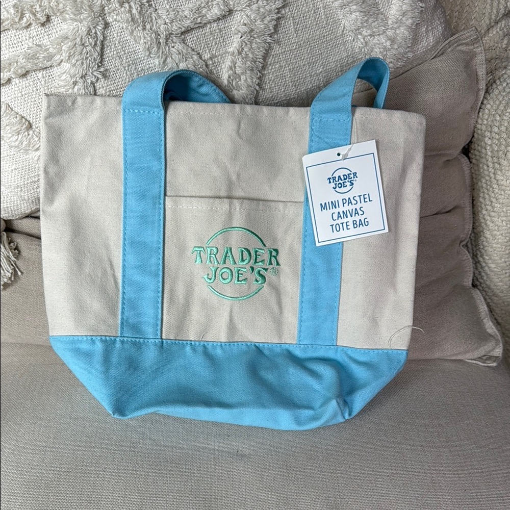 Blue and Cream Canvas Tote Bag
